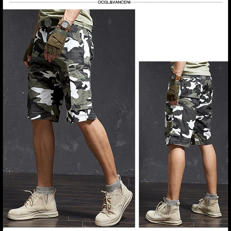 Knee Length Camouflage Cargo Shorts Loose Summer Military Length Casual Shorts Men Cotton Bermuda Pants Man Trousers  2022 casual shorts for women