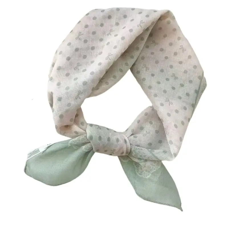A52E Dot Französisches Kopftuch, Baumwoll-Leinen, leichter Schal für Damen, Balletcore Fashion Travel Wrap – Detail 1