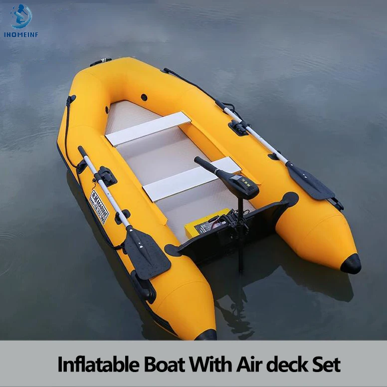 

2.3~3.3m Assault Boat with Motor Set 0.9mm PVC Wear Resistance Slat Air Deck Kayaking LUYA Fishing Boat with 2+1 Air-chambers