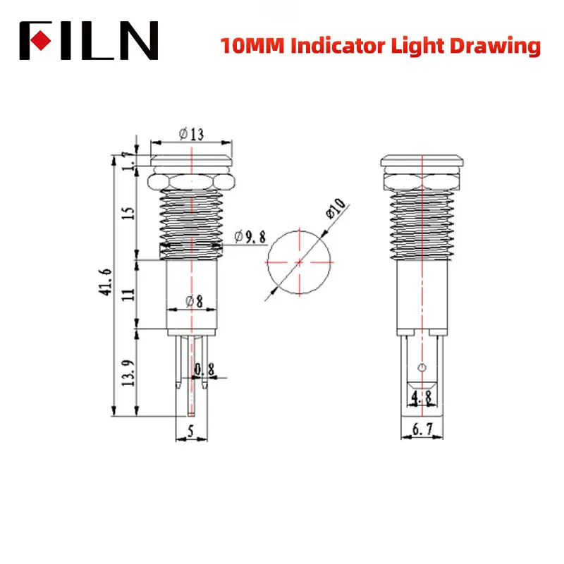 FILM 8/10/12/14/16 mm Symbol LED-Anzeigeleuchte 12 V 24 V schwarze Metallanzeige Dash Pilot Licht Auto Armaturenbrett Ruck Maschinen – Detail 4