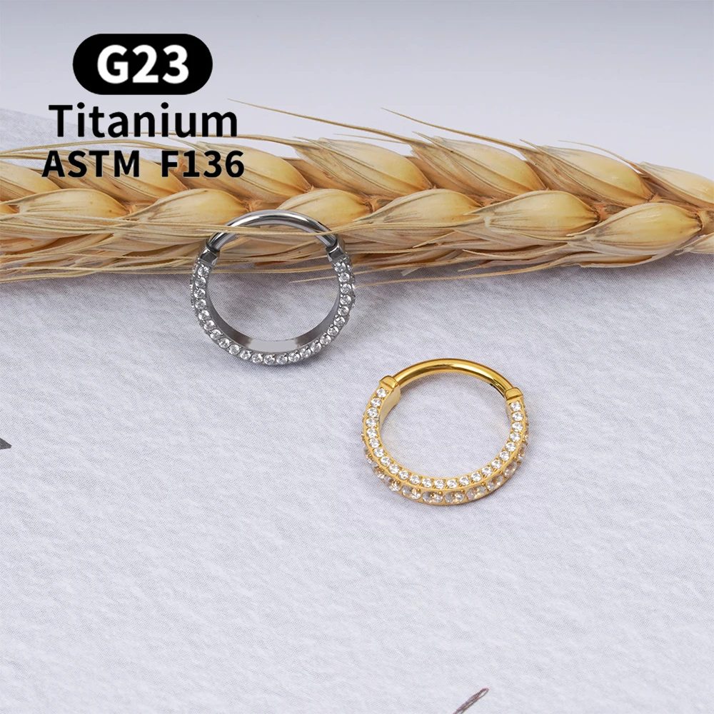 Piercing Nose G23 Titanium Hoop Earrings For Women Luxury Zircon Body Jewelry ASTM-F136 Gift Nose Ring