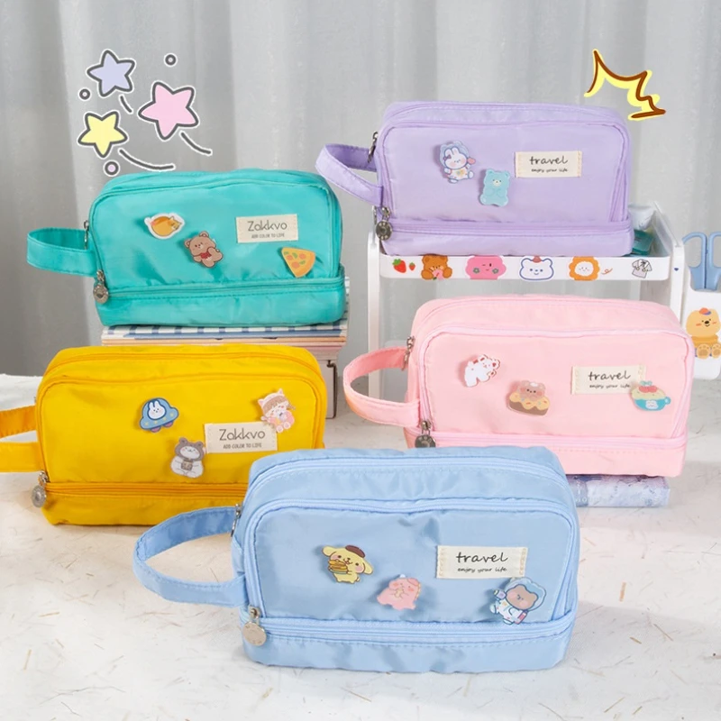 Pencil cases 5 Layer Kawaii Handle Pen Box Students Large Capacity Storage Makeup Organizer School Supplies Office Stationary
