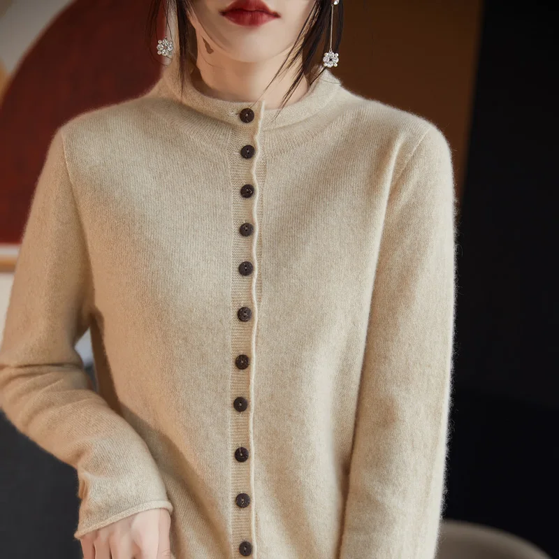 Autumn Winter 100% Wool Thicken Shirt Sweater Women Curled Round