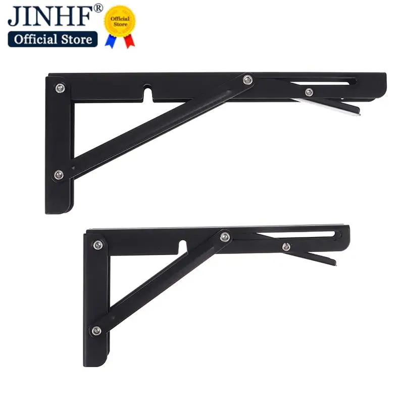 Mensola Pieghevole In Alluminio Per Camper, Scaffale A Muro 90° Con Kit Di Montaggio, 29.6x13.8 Cm, Per Cucina, Bagno E Campeggio, Bianco - 2
