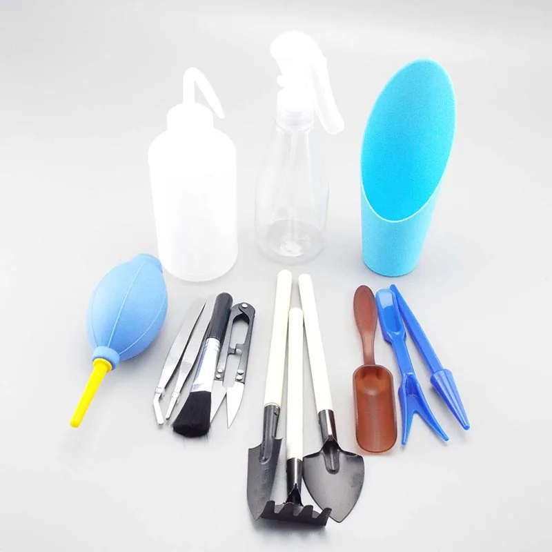 Mini garden Succulent Planter Hand rake shovel Tools Set Transplanting nursery pot tray mat for Bonsai Plant Flower Seedling