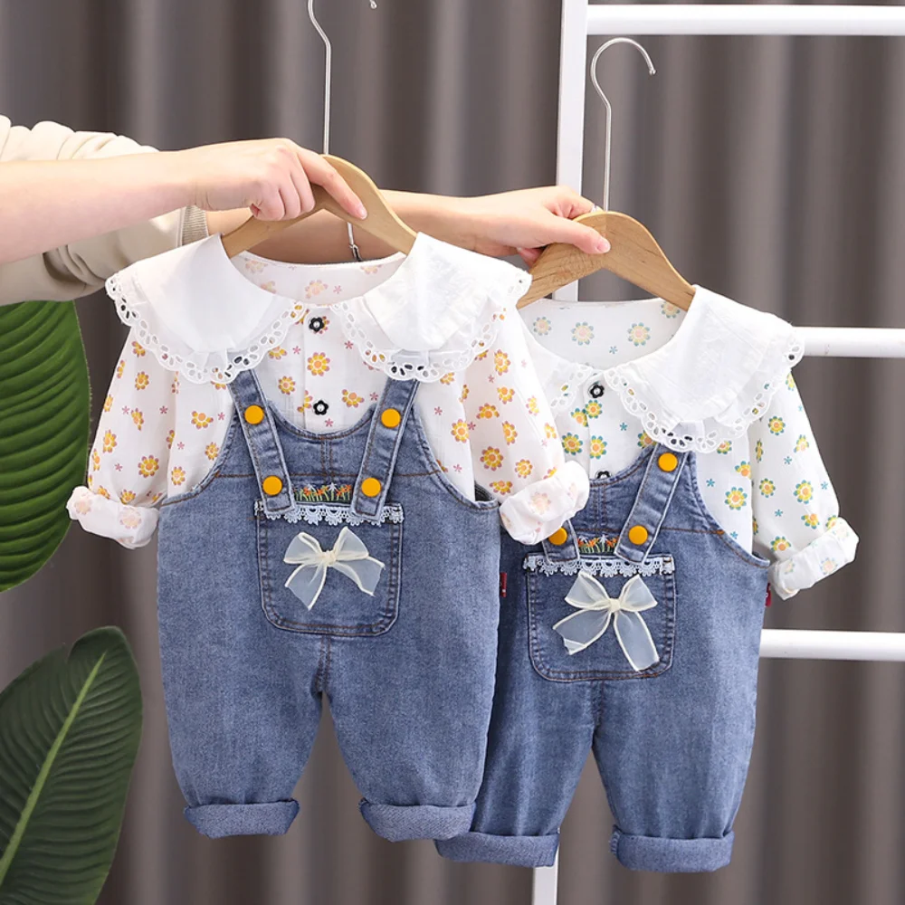 Autumn Baby Girls Flowers Pattern Long-sleeved bodysuit and Dress – Princess Sister Matching Set
