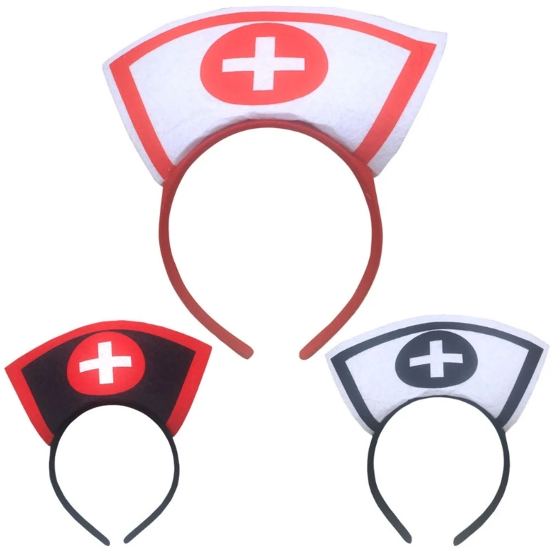 

50JB Fashion Hairband Girl Nurse Hat Headband Cosplay Party Headband Headwear