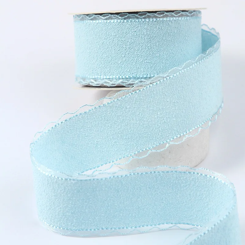1CM 25mm Einfarbiges Transparentes Spitzenband DIY Schleifen Kinderhaarspangen Geschenkbox-Verpackung Zubehör Handarbeit Bastelbedarf – Detail 5