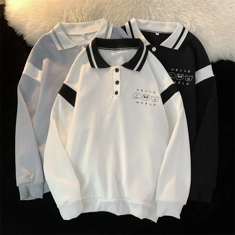 harajuku letter print Patchwork hoodies women clothes autumn