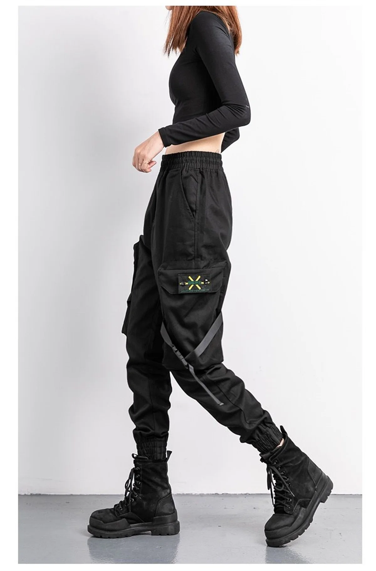 Black Fashion Korea Cargo Pants Women High Waist Baggy Tactical Sweatpants Fashion Hip Hop Harajuku Joggers Trousers Female