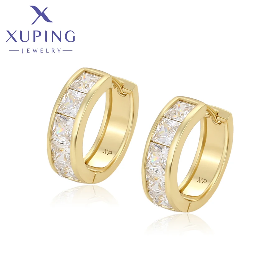 Xuping Jewelry Trendy Elegant Fashion Simple Light Gold Color Huggies Earrings for Women Party Gift X000864239