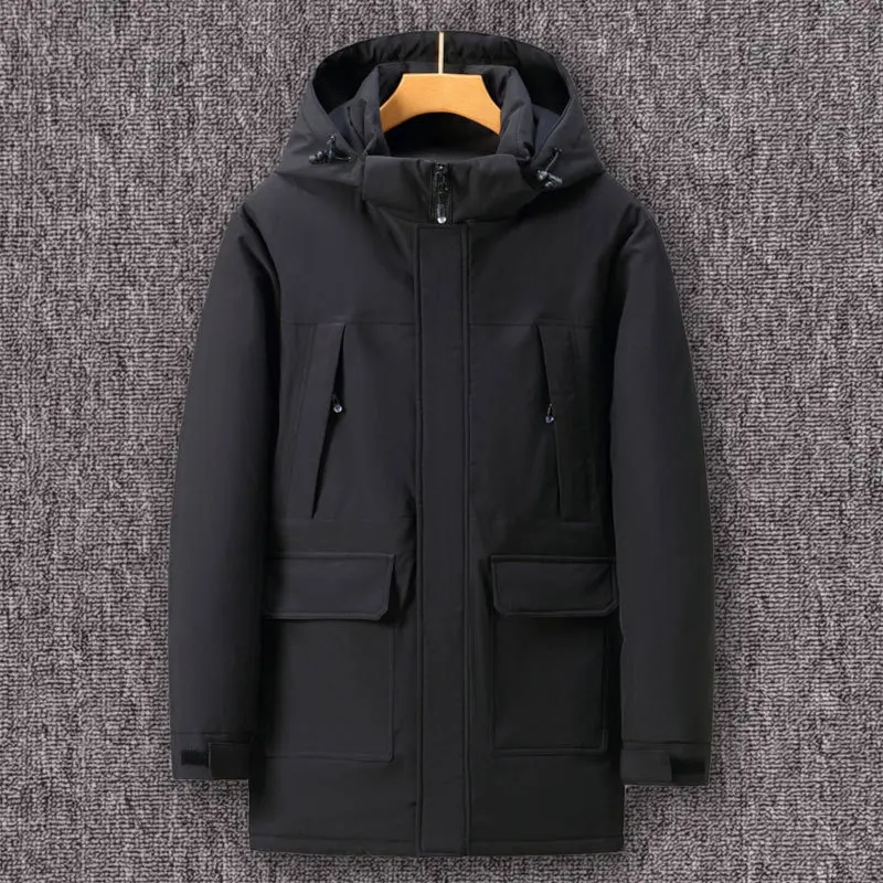 

Men's Winter Jacket Hooded Long Puffer Warm Heavyweight Quilted Puffer Parka Coat Windbreaker Ski Jacket for Men