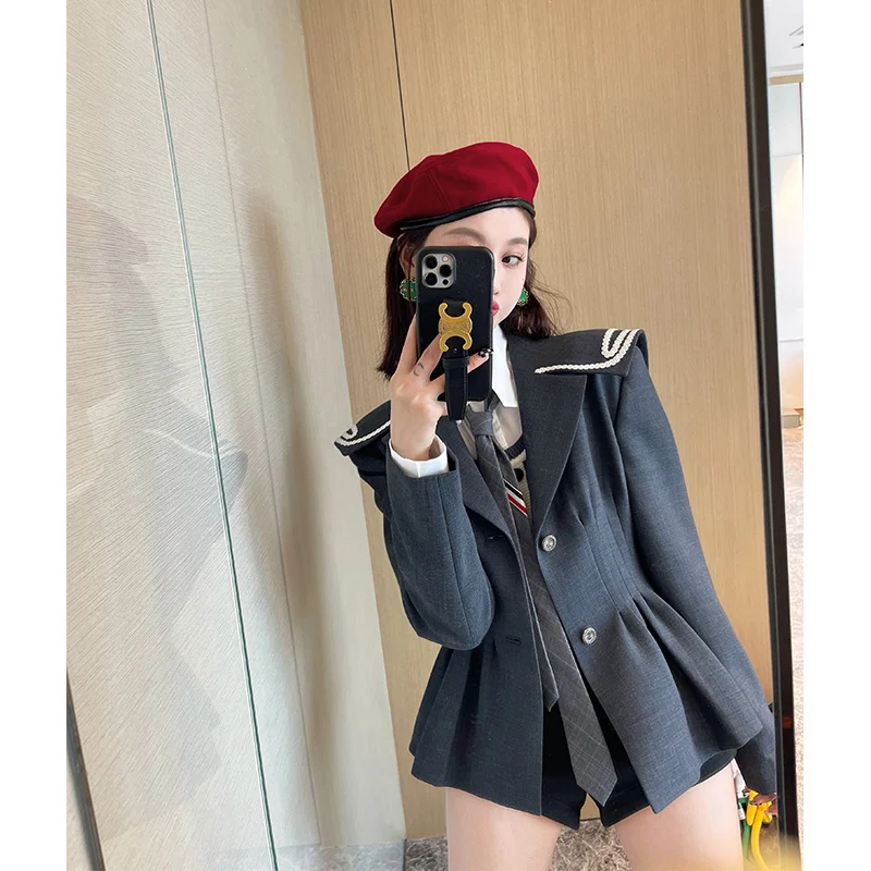 

Xiaojing's Same Early Autumn Style, Little People's Premium Feeling, Slim Fit, Slim Fit, Navy Style, Suit, Coat, Female College