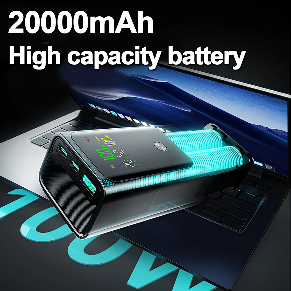 20000mAh 100W Bidirectional Fast Charging Power Bank for Laptop
