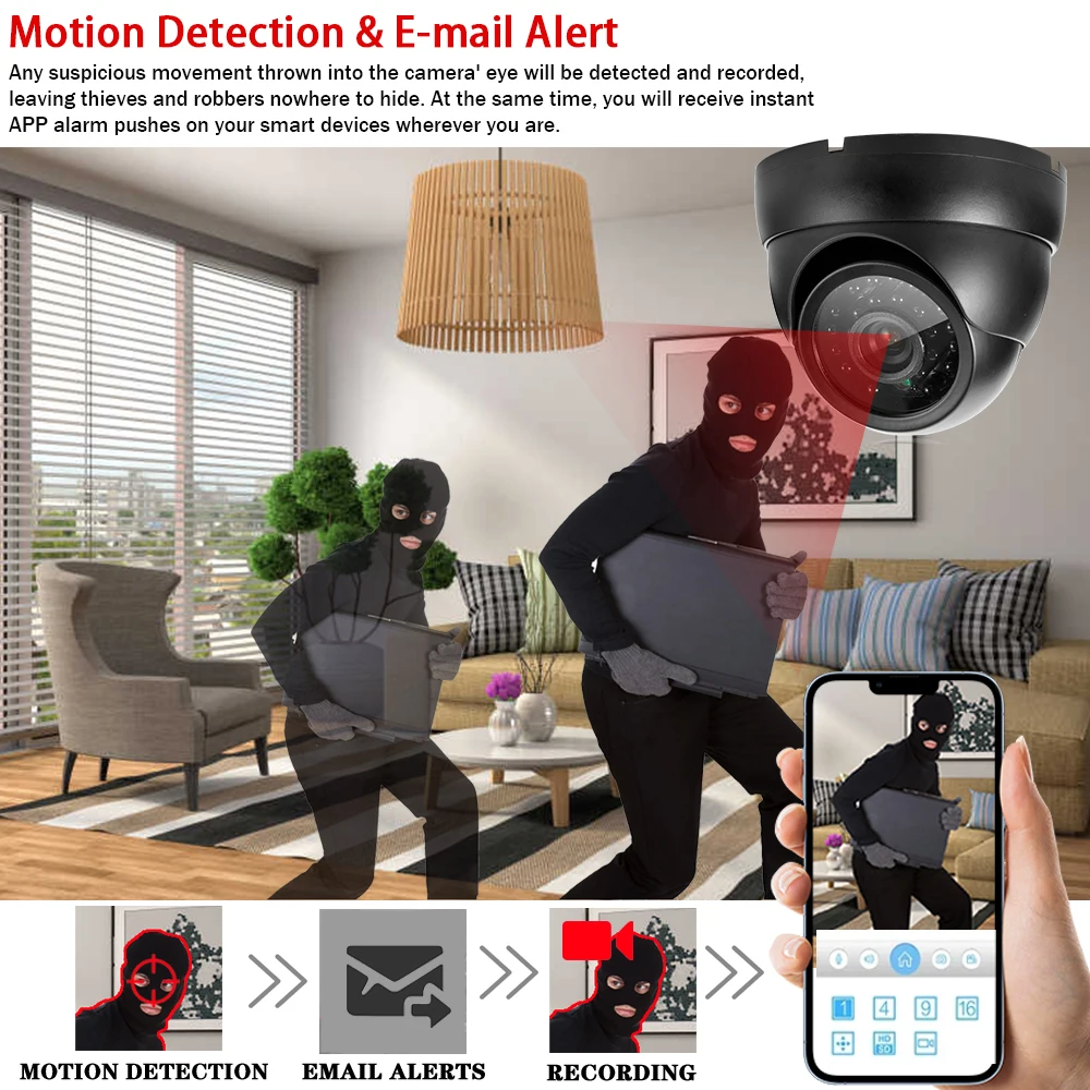 스마트 4K AHD 카메라, 8MP 5MP 실내 홈 보안 카메라, 얼굴 감지 돔 IR LED 야간 투시경, 주간 및 야간 감시 BNC