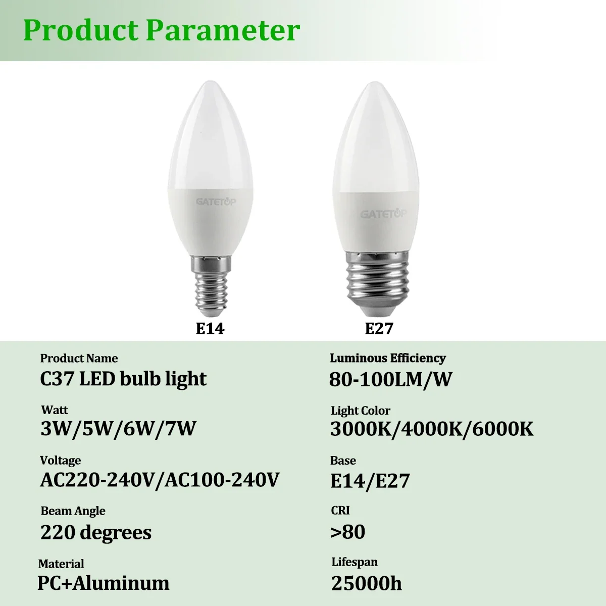 5-12pcs E14 E27 Led Bulb 220V 110V 3W 5W 6W 7W Warm Lighting 3000K 6000K Candle Lamp Led Chandelier Light for Home Decoration