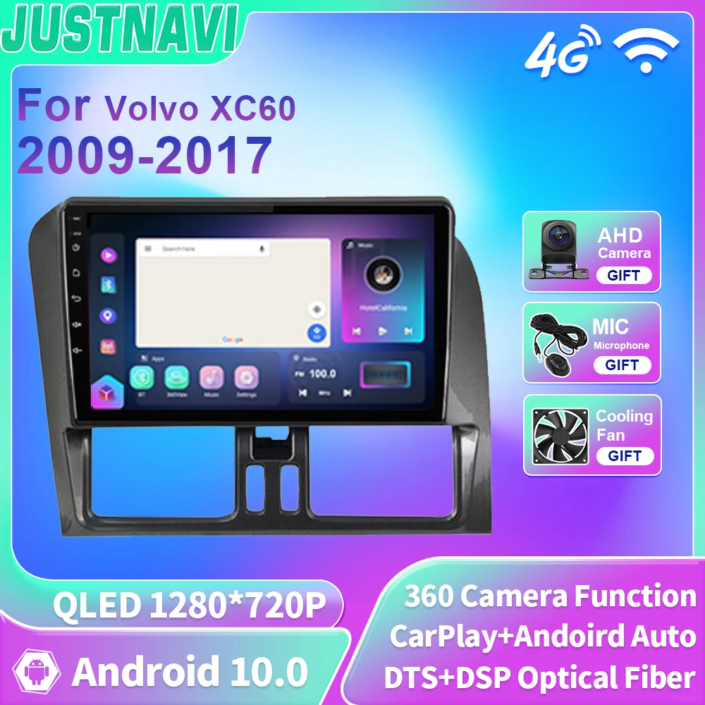 

JUSTNAVI Android 10 для Volvo XC60 2009- 2013 Авторадио автомобильное радио стерео видео Carpaly 4G WIFI мультимедийный проигрыватель QLED 2 Din DSP