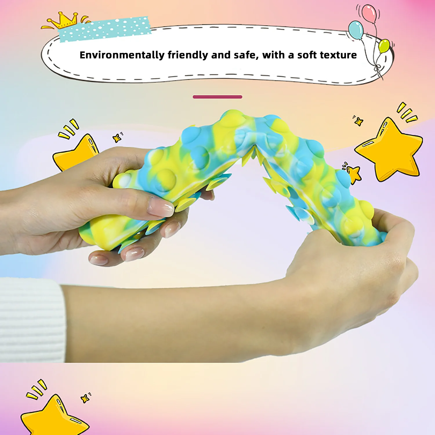 Children's cartoon puzzle caterpillar toy, bubble decompression silicone magic suction cup caterpillar, soothing body and mind 4