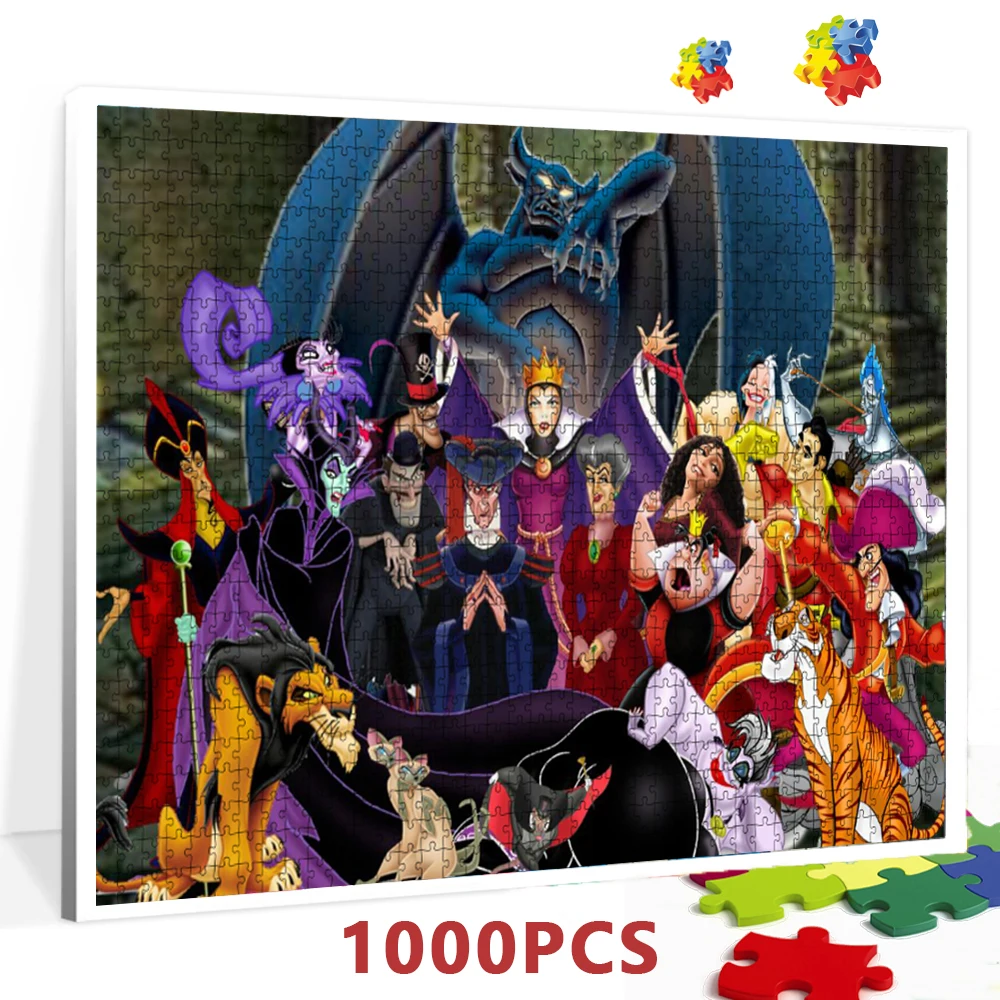 Cartoon Jigsaw Puzzle 500 Pieces for Adults Disney Villains Puzzles Educational Toys for Children Birthday Gifts Home Decor