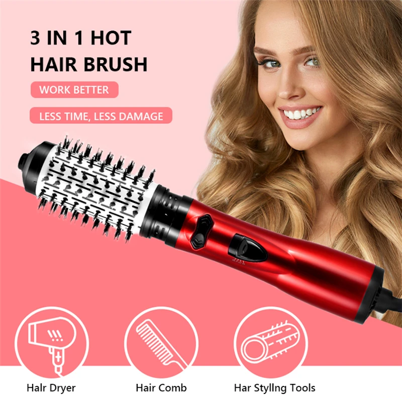 

Professional 3-in-1 hair dryer Circular rotating curling iron hot air brush comb Negative ion electric hot air comb