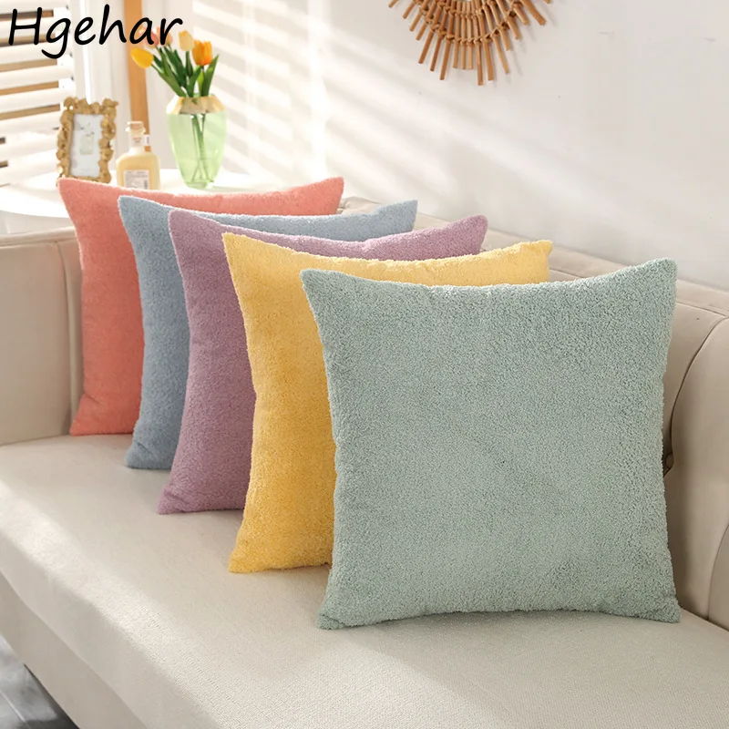 

Coral Fleece Cushion Covers Throw Pillows Sofa Decorative Pillowcase Square Cushions Cover Soft Funda Cojin Office Home Decor