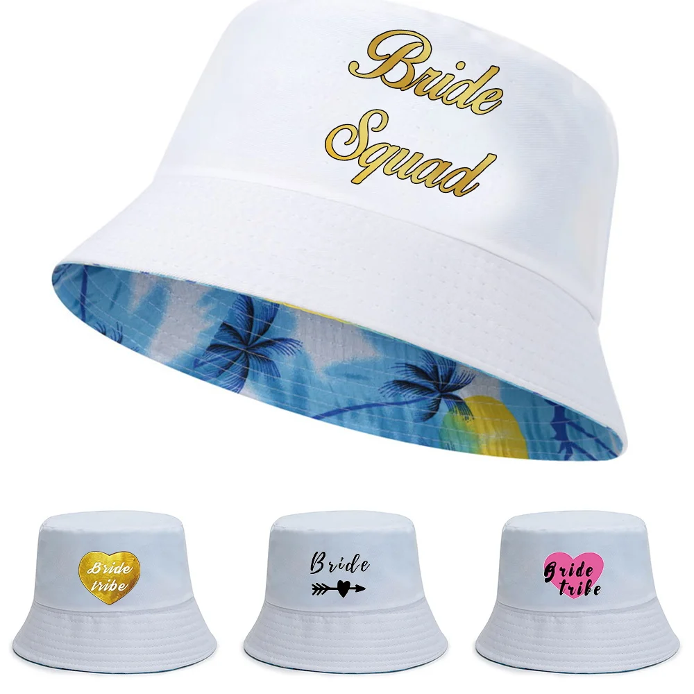 

Unisex Cotton Double-sided Bucket Hats Summer UV-proof Visors Cap Bride Print Fisherman Caps Panama Hat Outdoor Climbing Fedoras