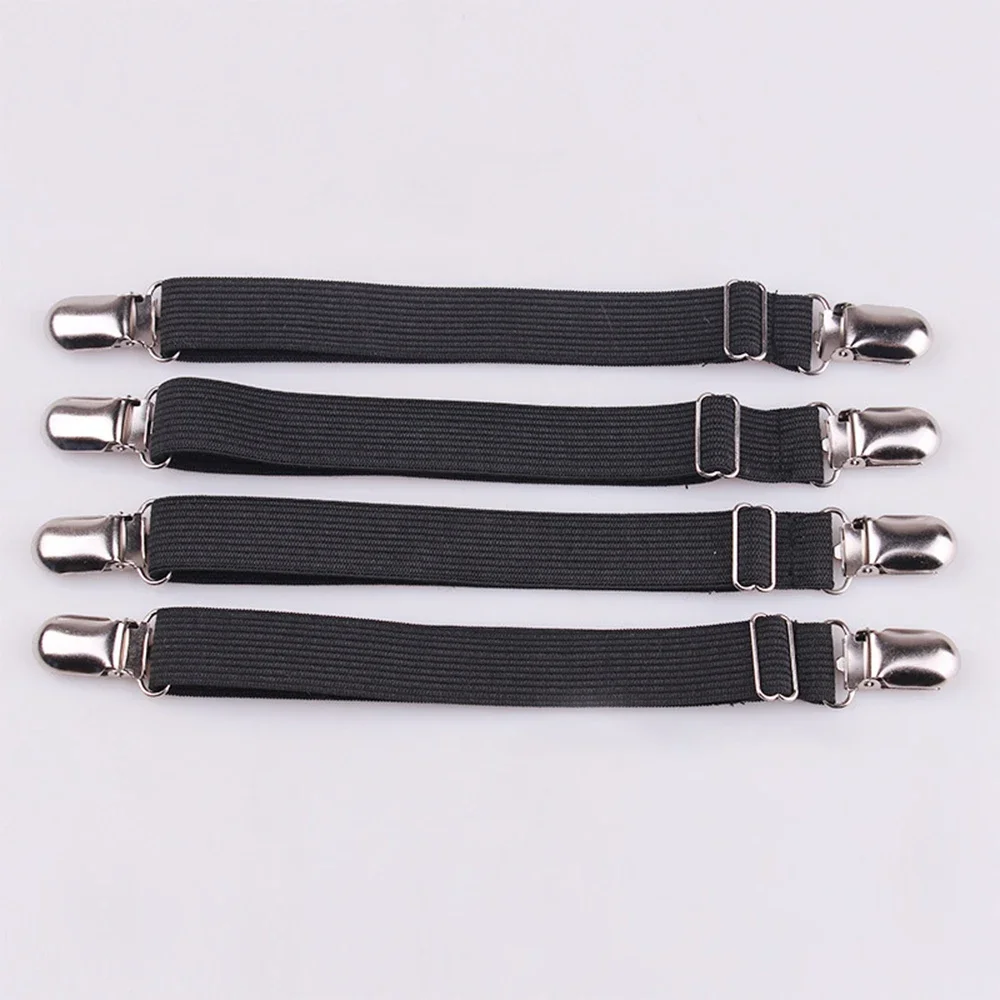 4pcs/set Elastic Bed Sheet Strip Fastener Bed Sheet Grippers Belt Adjustable Mattress Cover Blankets Holder