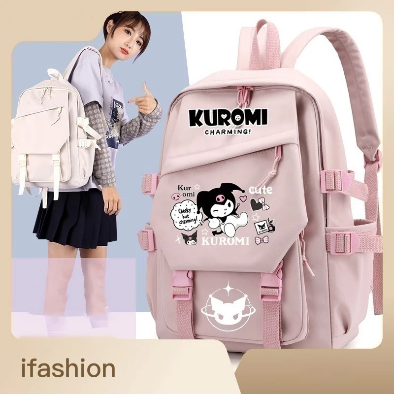 

Вместительный рюкзак Kawaii Anime Sanrio Kuromi для учеников начальной школы, милый водонепроницаемый и оригинальный мультипликационный
