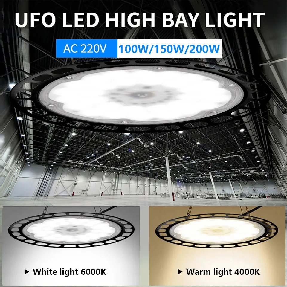 UFO High Bay Light 100W 150W 200W IP66 Waterproof LED Industrial Lighting For Garage Gym Factory Warehouse