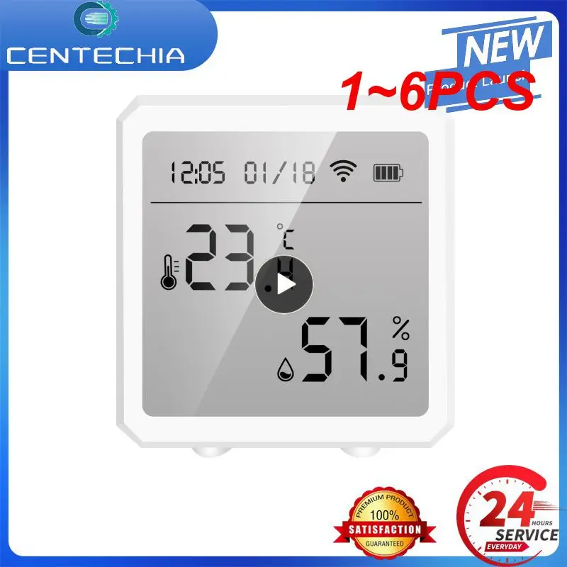 

1~6PCS Tuya Wifi Temperature and Humidity Sensor Wireless Smart Thermometer Hygrometer Detector Works with Alexa Home