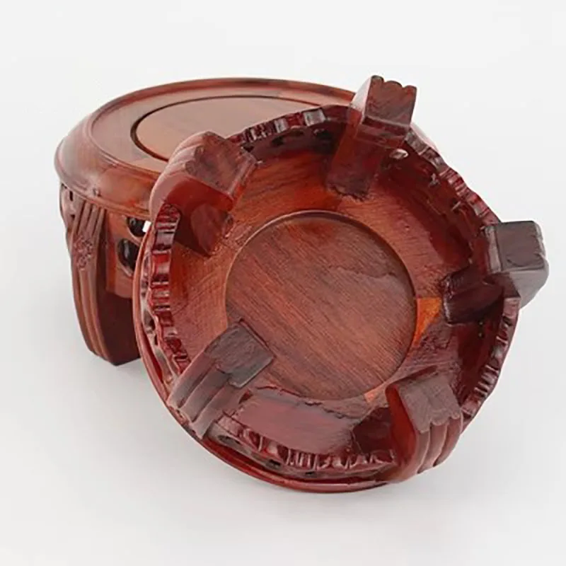 Round Solid Wood Base Ornament, Buddha Statue, Jade Ware, Solid Wood Support, Bonsai Vase, Round Head Antique Base