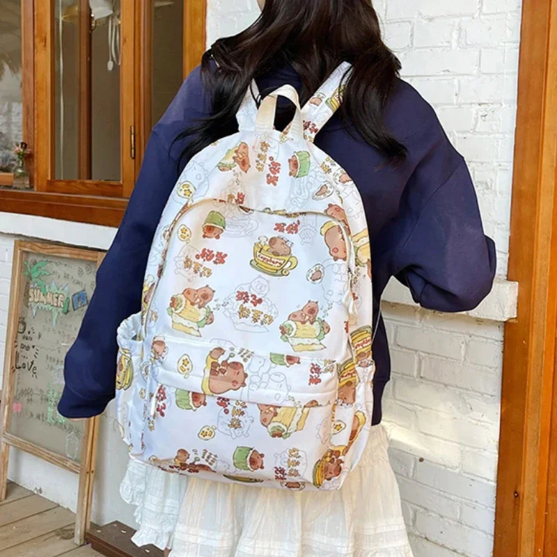 Kawaii Cartoon Capybara Backpack Funny Large Capacity Capybara School Bag Student Laptop Bag School Backpack for College Student 4