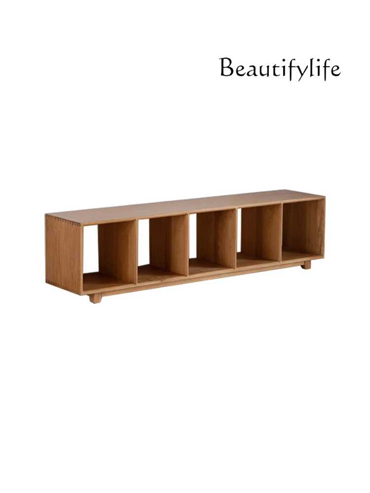 

Solid Wood Bookcase Oak Log TV Cabinet Nordic Simple Japanese Style Cherrywood Locker Small Apartment