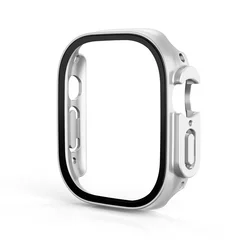 Premium Protective Cover with Screen Protector for Apple Watch Ultra - 49mm Tempered Glass and Durable Case Accessories (Silver 30)
