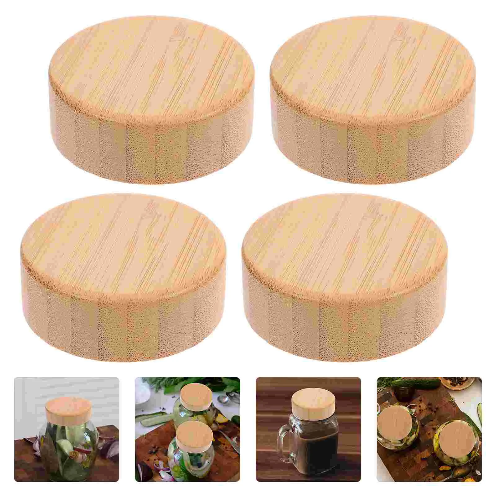 

Glass Bottle Lids Anti-leak Covers Mason Jars Paprika Castor Kitchen Protectors Bamboo