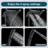 Four Spray Settings Shower Head Set Oil Rubbed Bronze and Black Finishing with 60" Long Stainless Steel Shower Hose 3