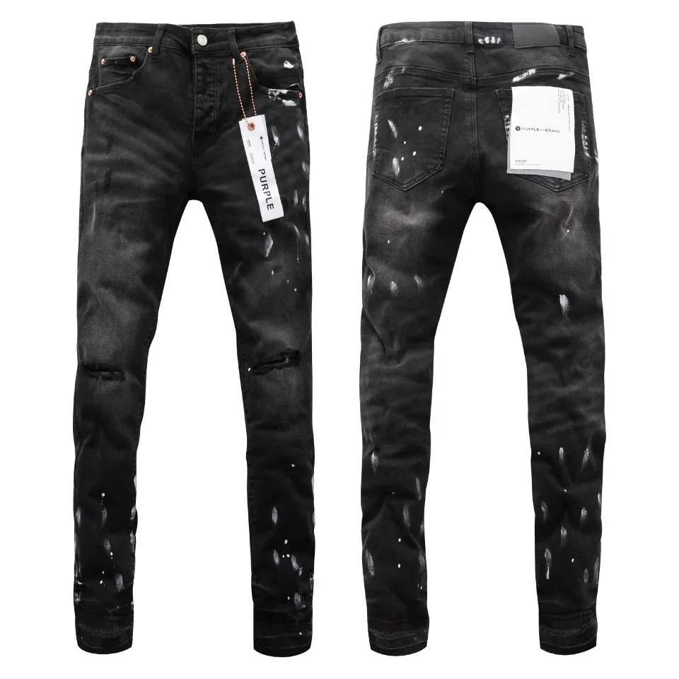 

Purple Brand 2024 Vintage Jeans High Street Ink Splash Aged Black Wash Jeans