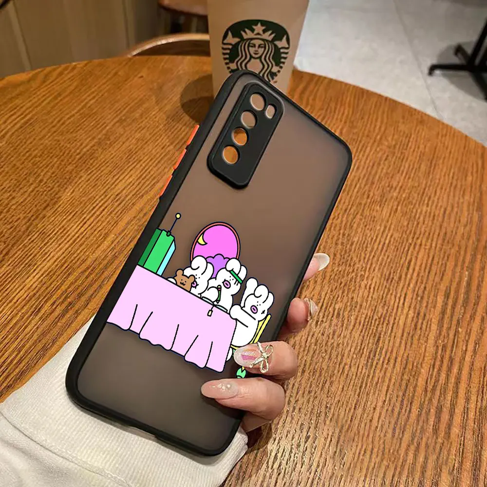 thumbnail image 1 of Matte Case for Huawei NOVA Y70 10 9 8SE 8 7SE 7I 7 6 5I 5 4 3I 4G 5G Case Funda Coque Capa Shell Cover White Pig Rabbit Cartoon, 1 of 5