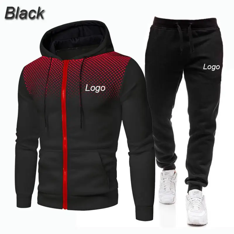 Custom Your Logo Autumn And Winter Men's Sets Zip Hoodies+Pants Fashion Sport Suits Casual Sweatshirts Tracksuit Sportswear 2022