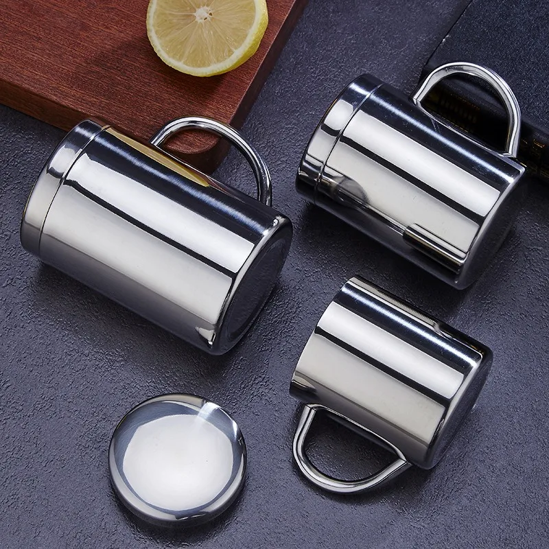 400ML Double-walled Stainless Steel Coffee Cup Cover Portable Travel Glass Pot Milk Tea
