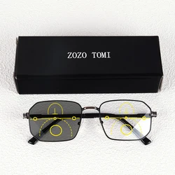 Photochromic Multifocal Readers with Blue Light Blocking, Spring Hinge Comfort, and Clear Vision - +400 (Black)
