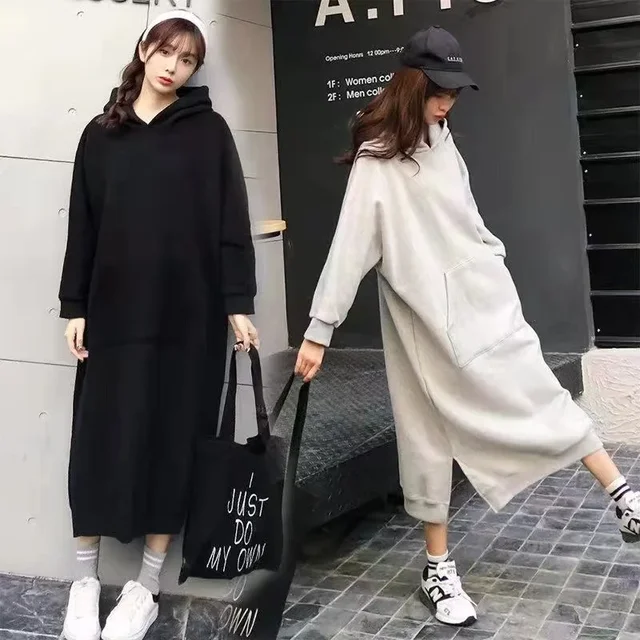 Loose Fit Dress 300lbs Women's Clothing Hooded Fleece Lined Sweatshirt 200lbs Belly Covering Jacket
