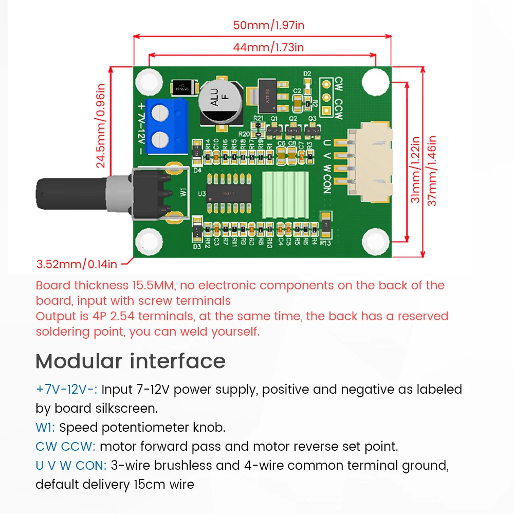 DC 7V-12V Brushless Motor Speed Controller Drive Module