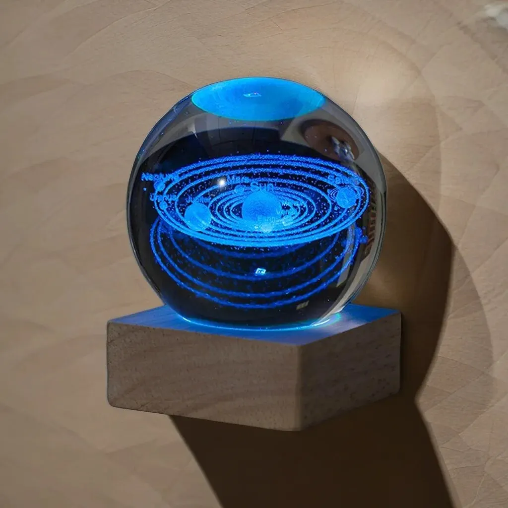 1pc Bedside Lamp Solar Theme Cosmos Series Crystal Ball Night Lights Milky Way Moon Small Ornaments Desk Creative Gift crystal ball ornament