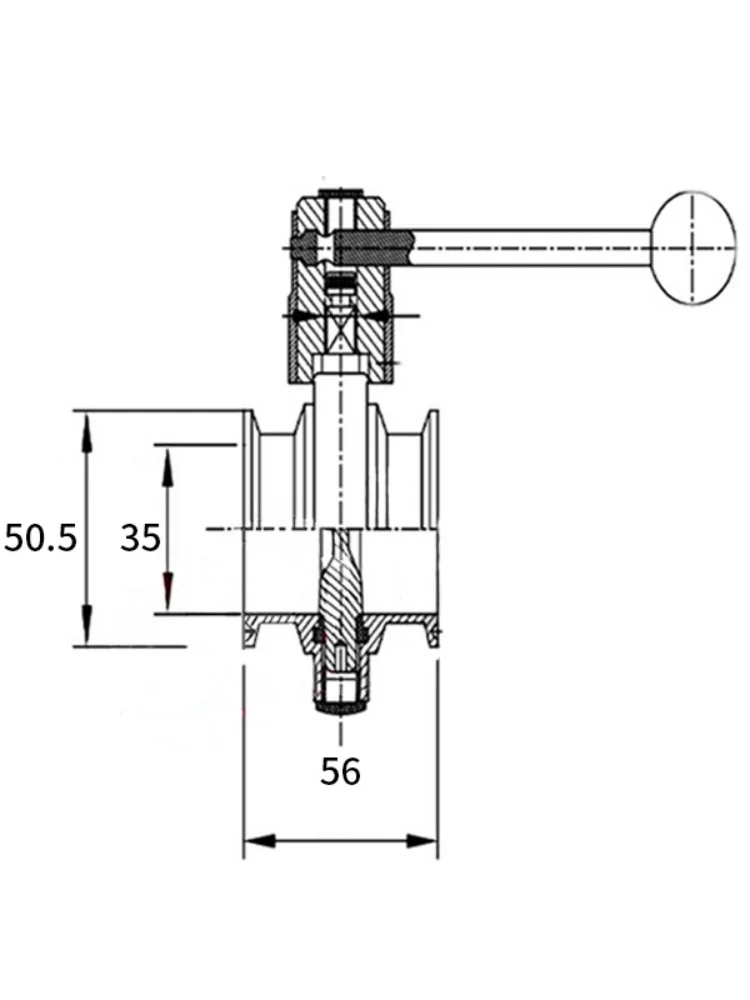 1.5"(38mm) Ferrule 50.5mm Tri Clamp Butterfly Valve Sanitary 304 Stainless Steel For Homebrew Beer Dairy Product