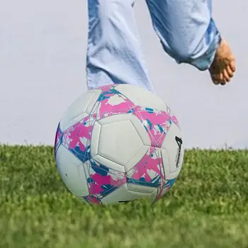 Kids Soccer Balls Abrasion-Resistant Professional Soccer Balls Match Ball With Bright Colors For Grass Artificial Turf Or Indoor 3