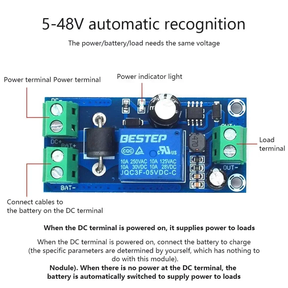 UPS Module Power Lithium Power Standby Supply Switching YX850 10A 5V-48V Accessories Automatic Industrial uninterruptible power supply portable ups mini ups