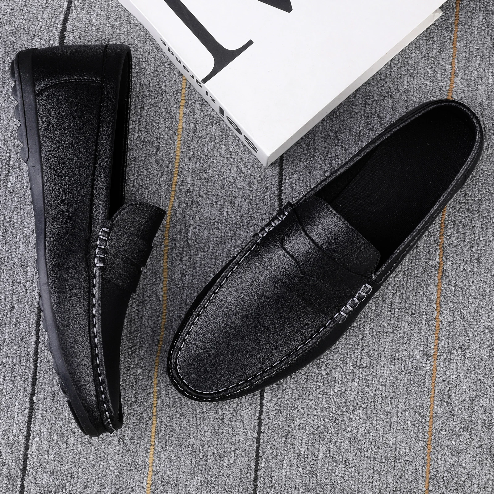 Summer Mens Casual Loafers Leather Loafer Shoes For Men Fashion Light Flats Man White Sneakers Slip-On Driving Big Size 38-47 4