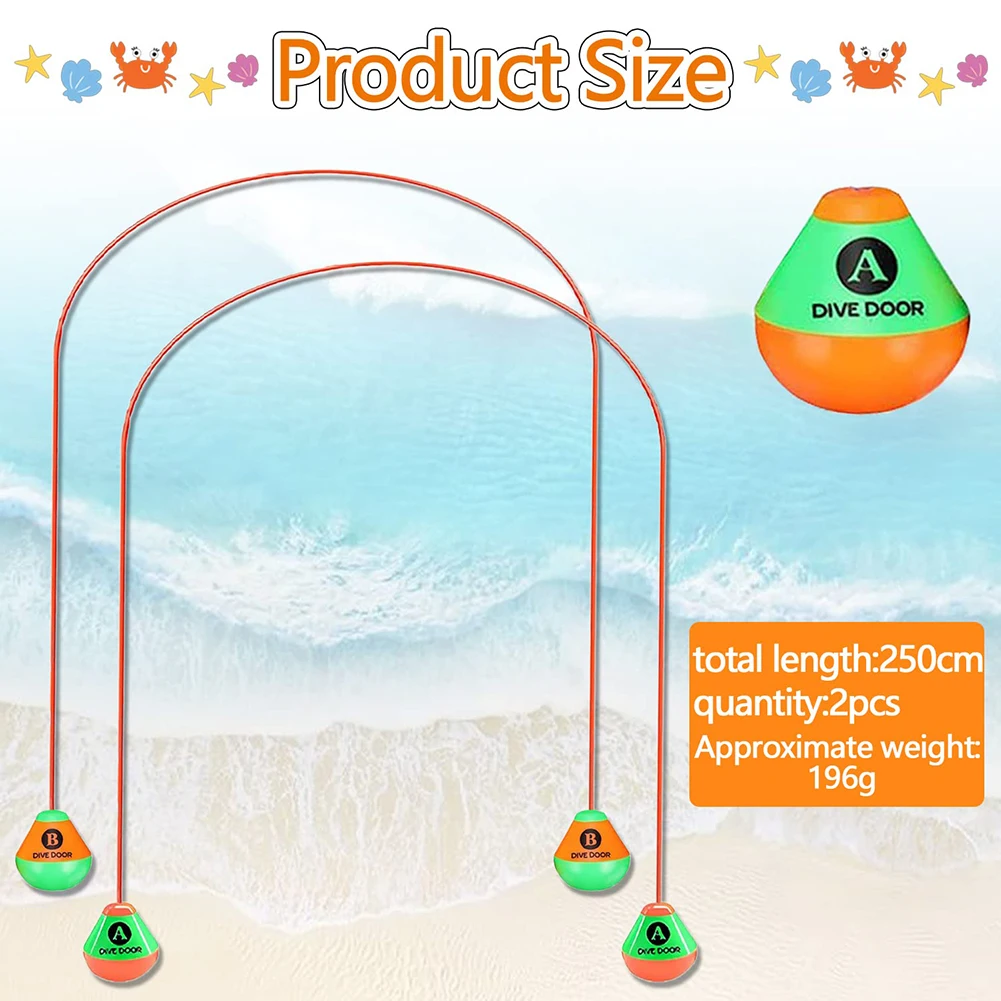 2pcs Diving Pool Toys Set No Toxic Through Door Diving Ring Body Exercise Swim Through Door Toys Durable PVC for Kid Child 4