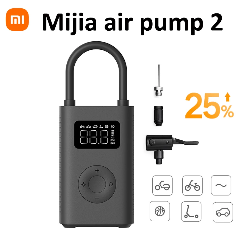 Xiaomi Mijia Air Pump 2 MJCQB06QW Portable Universal Electric Air  Compressor 2 Tire Sensor Mi Treasure Inflatable 2 for Car Bicycle